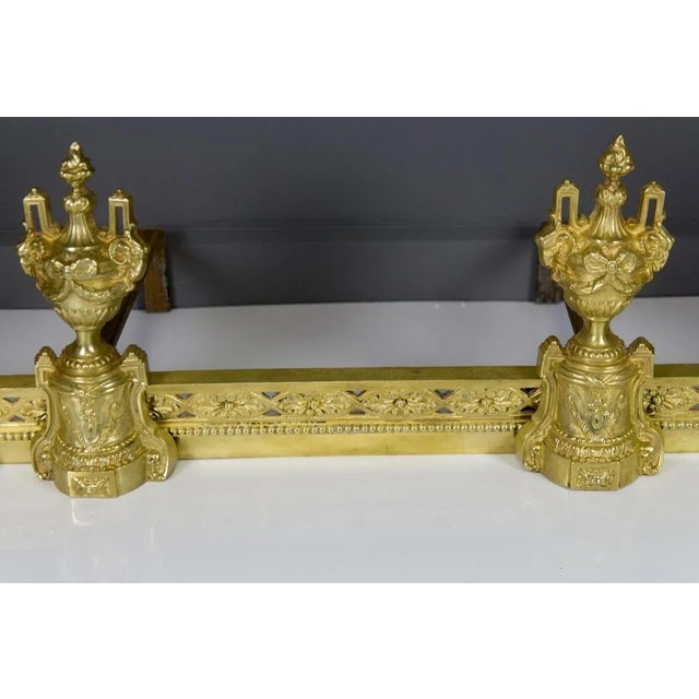 Louis XVI Style Bronze Fireplace Set from Charles Casier, Set of 5 For Sale - Image 16 of 18