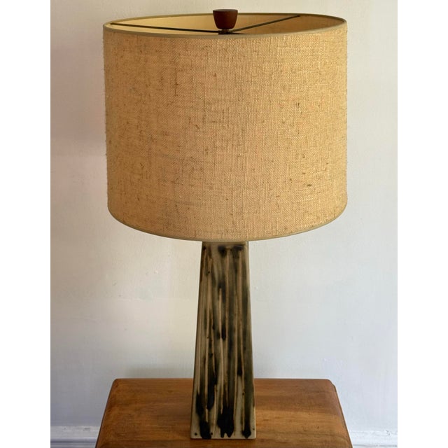 1970s Mid-Century Modern Studio Pottery Lamp With Shade and Finial For Sale - Image 9 of 10