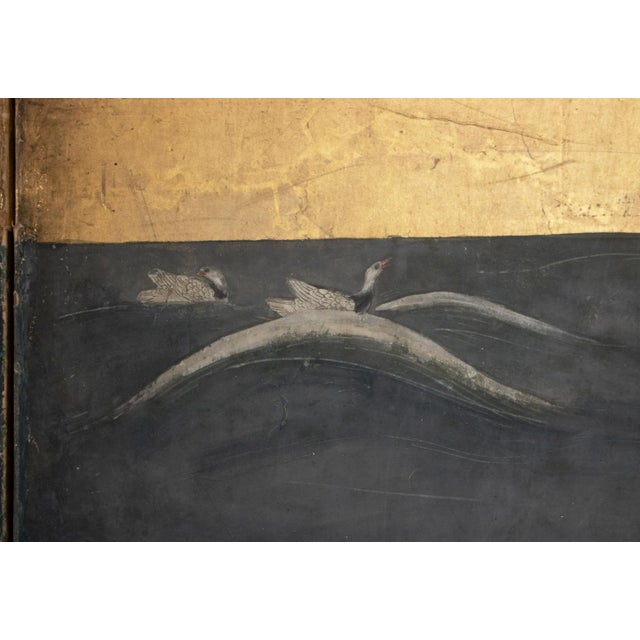 Late Edo to Early Meiji Japanese 6-Panel Gold Leaf Byobu Screen With a Boat For Sale - Image 14 of 18