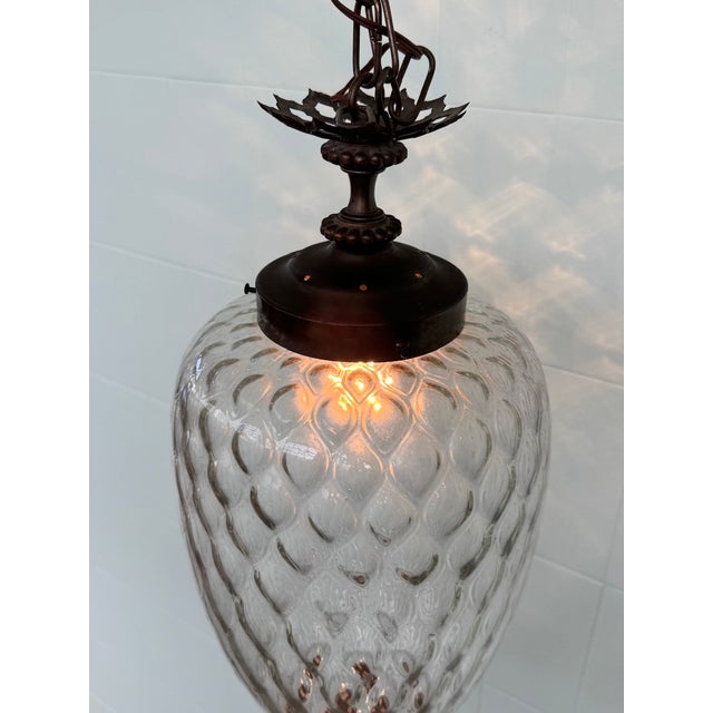 Vintage Glass and Brass Lantern Chandelier, 1960s For Sale - Image 4 of 14