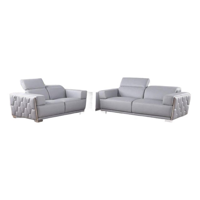 Casa Milano Hexor Light Blue 2-Piece Sofa & Loveseat Set For Sale