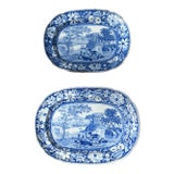 Antique English Staffordshire Blue and White Platters For Sale