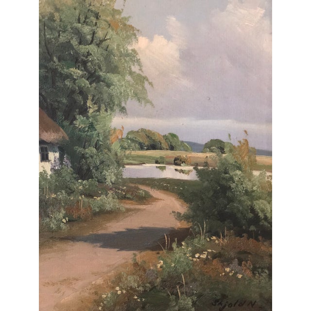 Wood Vintage Original Cottage Oil Painting: Large Countryside Wall Art For Sale - Image 7 of 11