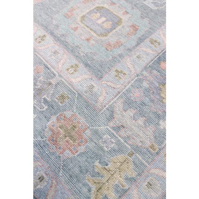 Traditional Oushak Wool L. Blue Area Rug- 7'10'' X 9'10'' For Sale - Image 3 of 7