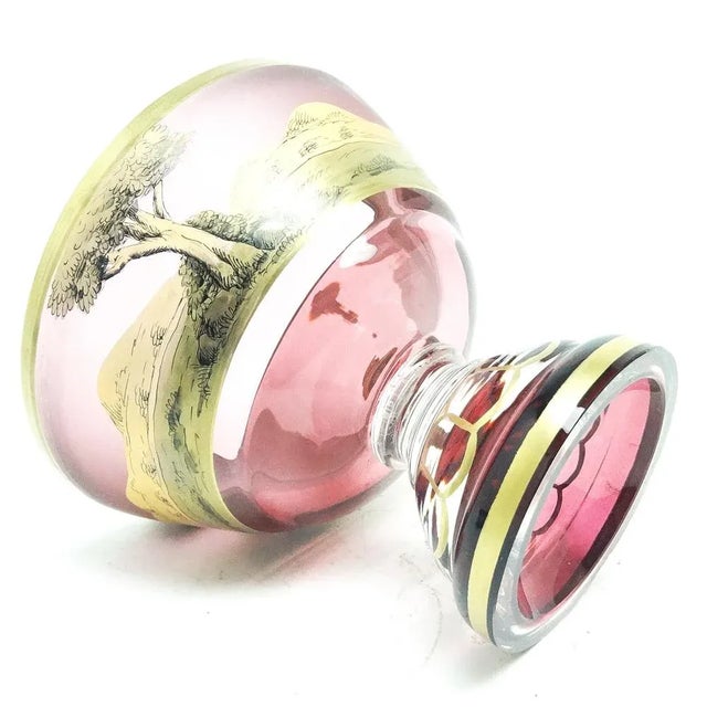 Green Hand-Painted Biedermeier Bowl on Stand from Ergermann, Germany, 19th Century For Sale - Image 8 of 11