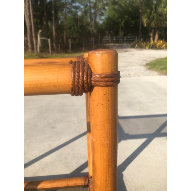 Vintage Boho Chic Brown Rattan Coastal Side Table For Sale In West Palm - Image 6 of 12