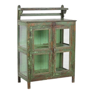 Vintage Anglo-Indian Painted Teakwood Small Bookcase For Sale