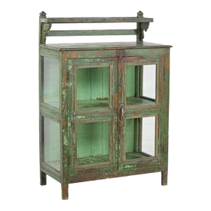 Vintage Anglo-Indian Painted Teakwood Small Bookcase