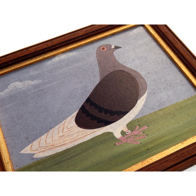 Early 21st Century Matt Rix, Naïve Style Racing Pigeon, Oil Painting, Framed For Sale - Image 5 of 10