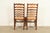 Baker Furniture Style English Country Rustic Carved Solid Oak Ladder Back Dining Chairs With Rush Seats, Pair For Sale - Image 12 of 13