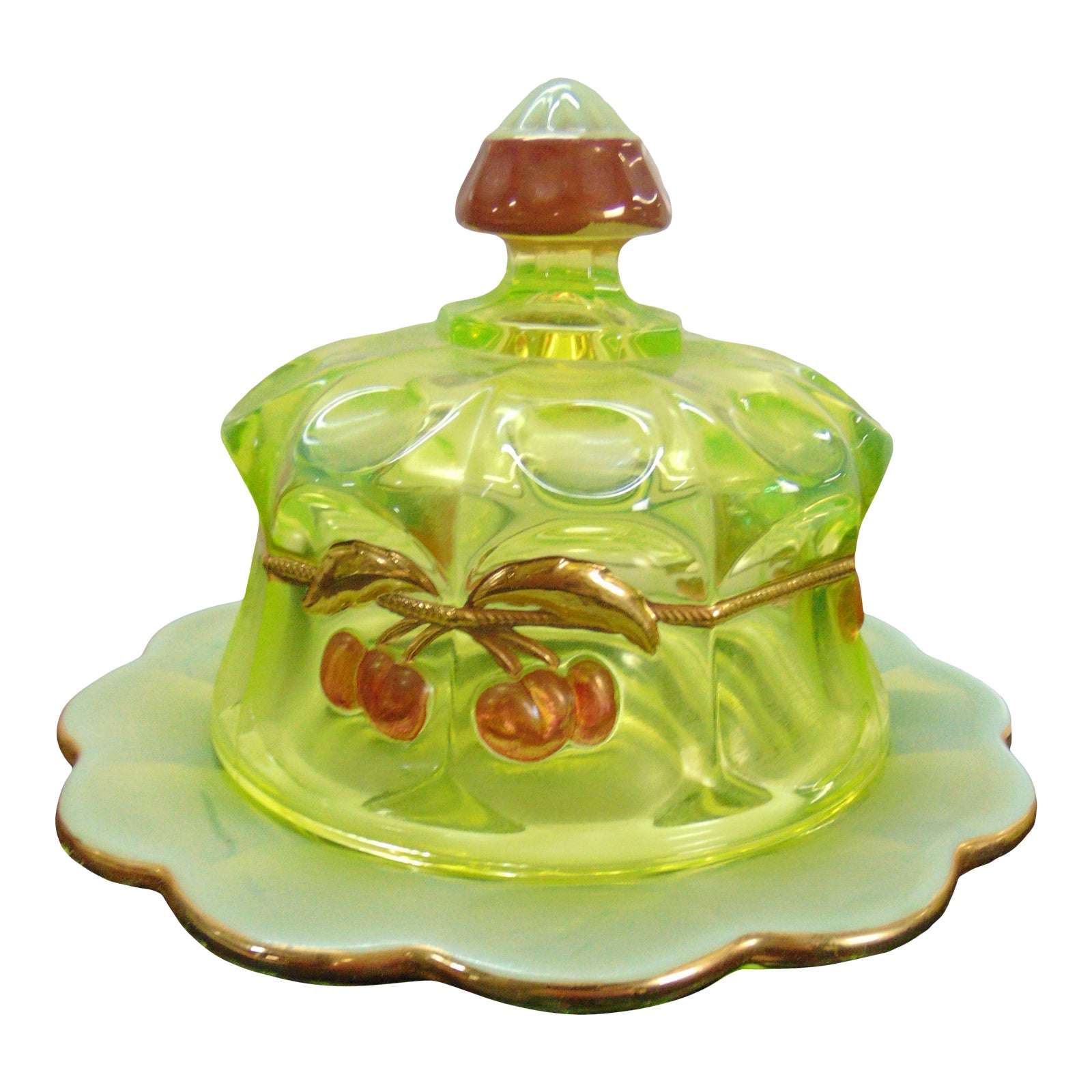 Moser Victorian Style Vaseline Glass Butter Dish Chairish