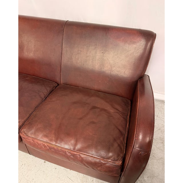 French Art Deco Leather 2-Seater Sofa, 1920s For Sale - Image 6 of 7
