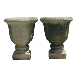 Vintage Regency Cast Cement Planters - A Pair