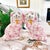 An adorable pair of petite 5.5" contemporary petite Staffordshire style Spaniel mantle dogs featuring a feminine pink...