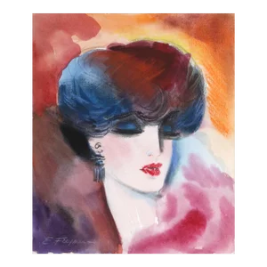 Beauty 1, Erik Freyman Watercolor With Pastel on Paper, Signed in Pencil