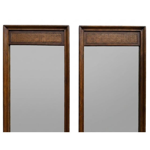 Pair of Large Mid-Century Modern Walnut and Cane Wall Mirrors by R-Way Furniture For Sale - Image 13 of 13