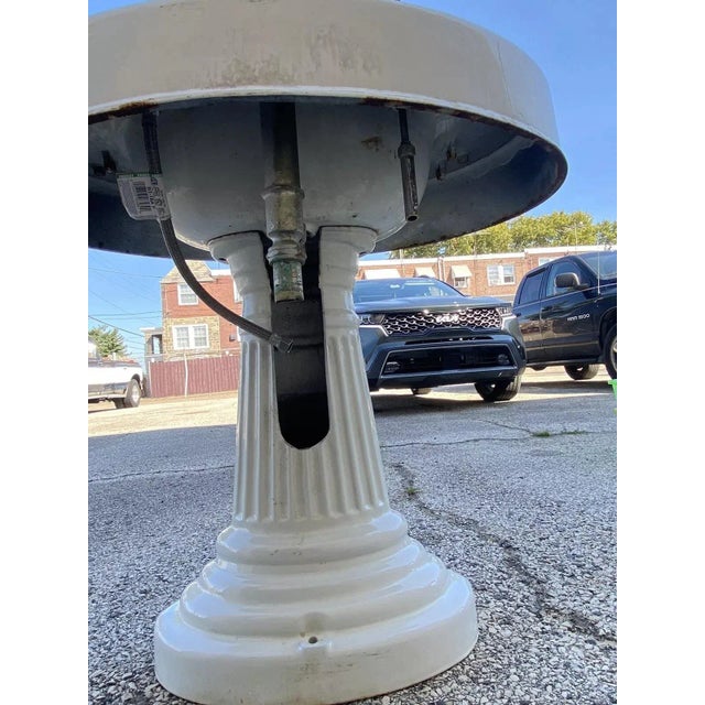 Antique Victorian White Cast Iron Porcelain Enamel Pedestal Bathroom Sink For Sale - Image 10 of 12