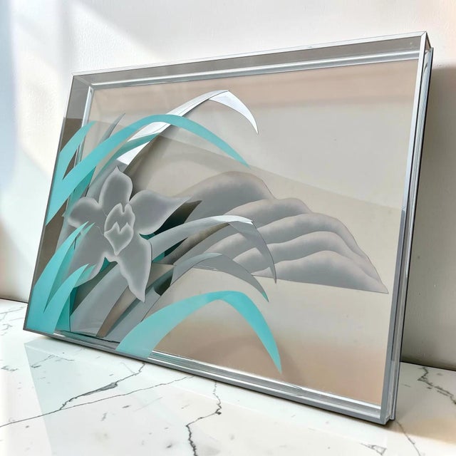 1980s Vintage Abstract Floral Lucite Shadow Box For Sale - Image 5 of 6
