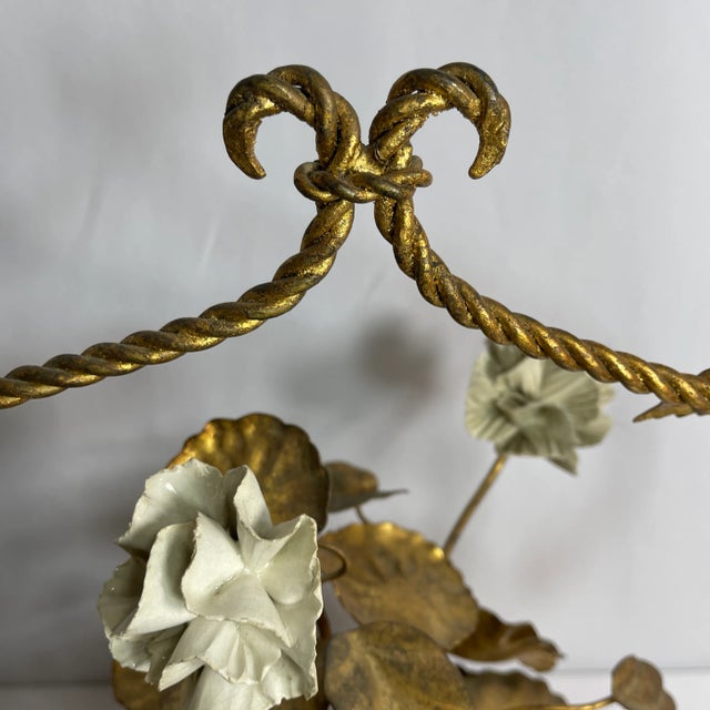Vintage Cast Iron Floral Basket For Sale - Image 4 of 12