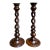 Antique English Oak Open Barley Twist Candlesticks Jacobean Pair C1860 12.5” For Sale