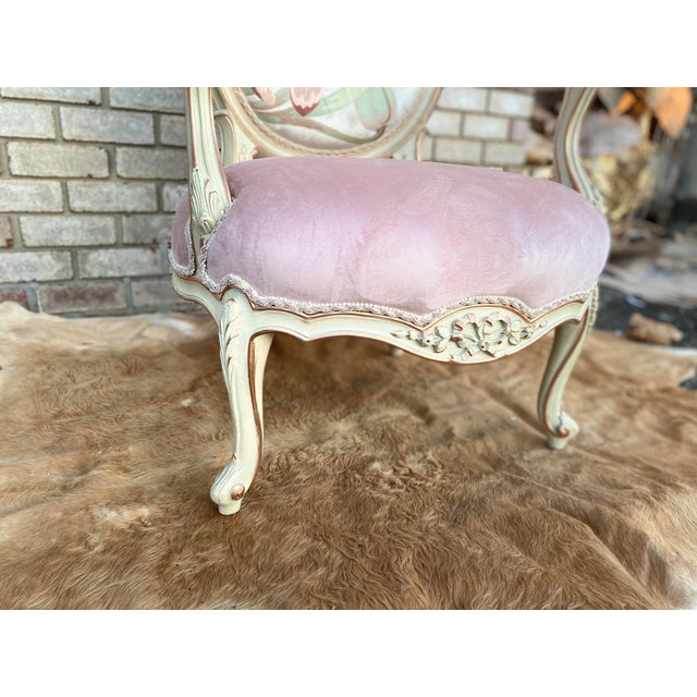 French Contemporary Neoclassic Color Louis XVI Style Arm Chair With Simple Design For Sale - Image 3 of 7