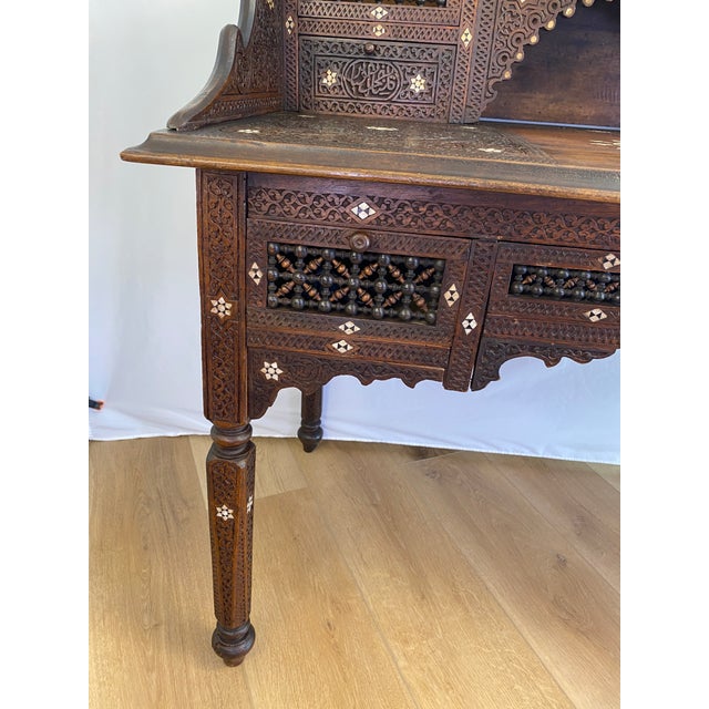 Antique Moorish Style Inlaid Desk and Chair Set For Sale - Image 12 of 14