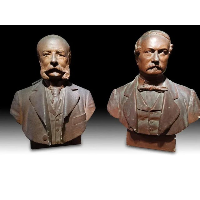 Paint 19th Century Busts, Set of 2 For Sale - Image 7 of 9