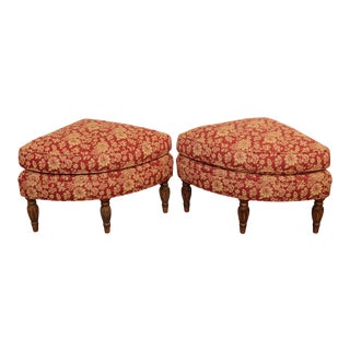 Lexington Louis XVI Style Upholstered Corner Stools - A Pair For Sale