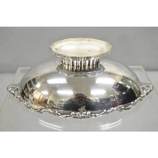 Silver Vintage Victorian Silver Plated Oval Pedestal Centerpiece Fruit Bowl by Lunt For Sale - Image 8 of 11