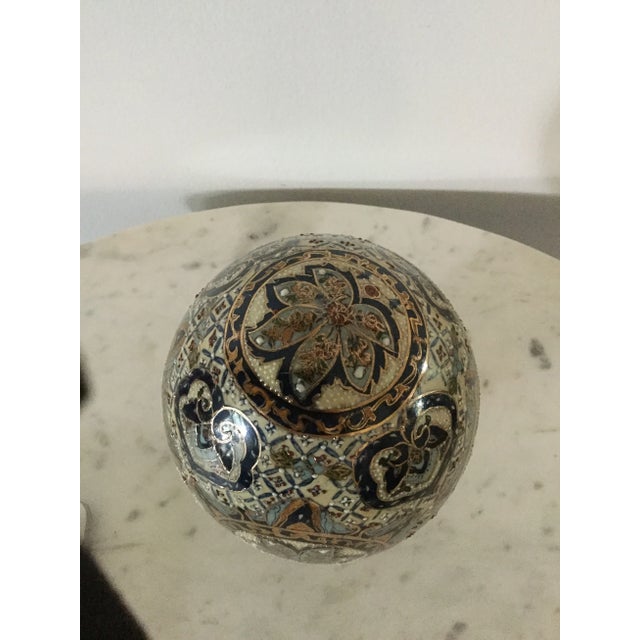 Mid-Century Modern 1970s Vintage Satsuma Style Porcelain Cloisonne Hand Painted Egg For Sale - Image 3 of 6