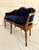 Late 19th Century Carved Wood Louis XVI Settee With Newly Upholstered Navy Cut Velvet For Sale - Image 10 of 11