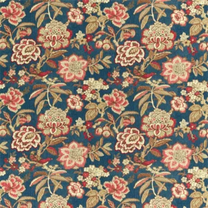 Sanderson Indra Flower Fabric in Indigo/Cherry