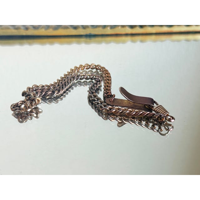 Vintage Victorian/Edwardian Revival Copper Chatelaine Chain v Belt Hook Watch Chain, 1960s For Sale - Image 4 of 17