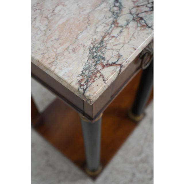Wood John Widdicomb Vintage Walnut Marble Top French Empire Console For Sale - Image 7 of 17