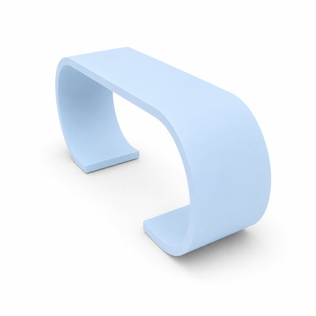 Mid Century Modern Waterfall Style Console Baby Blue For Sale - Image 4 of 4