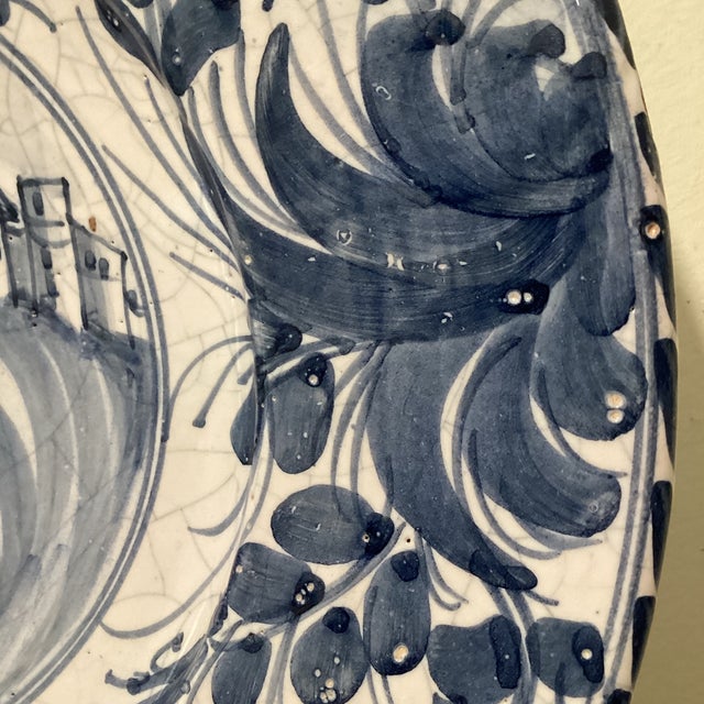 Ceramic 18th Century Tin-Glazed Large Ceramic Galleon Sailing Ship Wall Decor Plate by Delft For Sale - Image 7 of 12