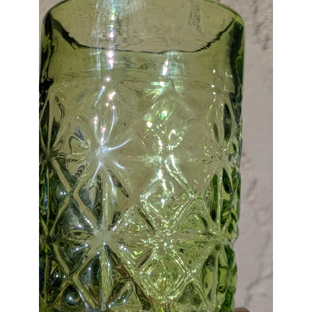 Artisan Hand Blown Green Glass Tumblers Set of Four For Sale - Image 4 of 4
