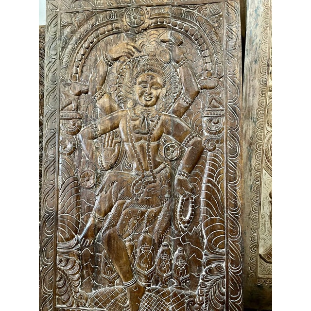Wood Dancing Shiva Dark Woods Artistic Indian Wall Art Custom Door, 72x35 For Sale - Image 7 of 10