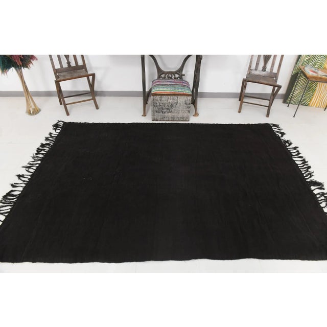 Black Hemp Kilim Rug For Sale - Image 4 of 11