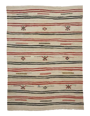 Vintage Turkish Striped Wool Kilim Rug - 6′10″ × 9′7″