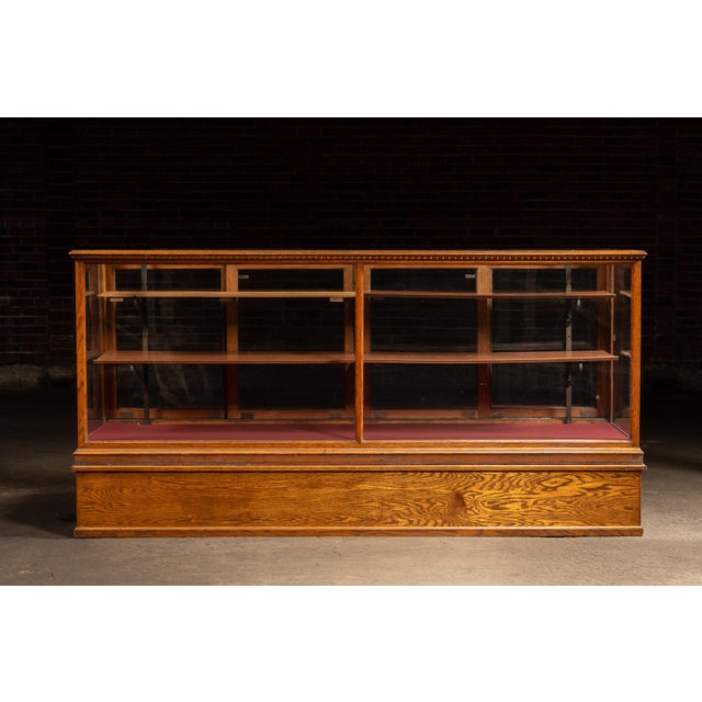 American Antique Oak & Glass Retail Showcase With Storage Base For Sale - Image 3 of 16