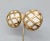 Metal Vintage Signed Ugo Correani Italy Goldtone Round Domed White Cabochon Caged Clip Earrings-2 Pieces For Sale - Image 7 of 7