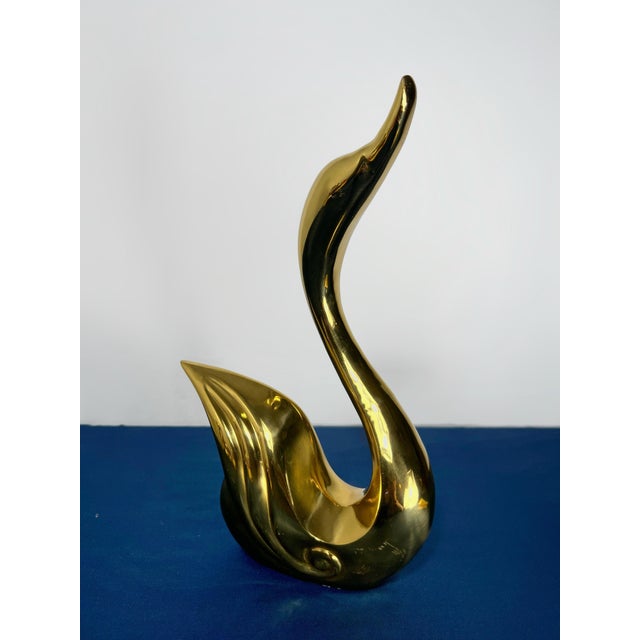 Monumental 15-Inch Hollywood Regency Brass Swans – Pair For Sale - Image 4 of 10