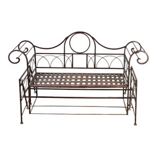 Vintage Regency Style Wrought Iron Porch Glider For Sale