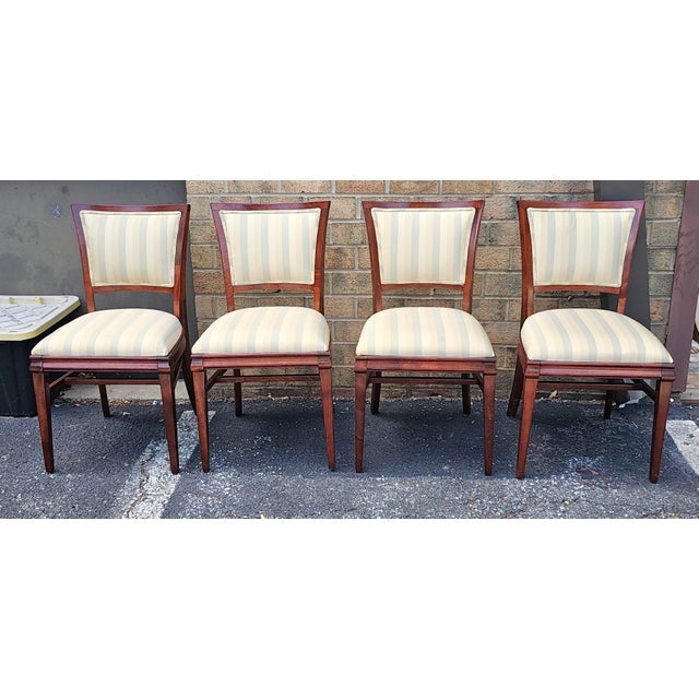 Wood Mid 20th Century Federal Style Solid Mahogany Upholstered Dining Chairs, Refinished- Set of 4 For Sale - Image 7 of 12
