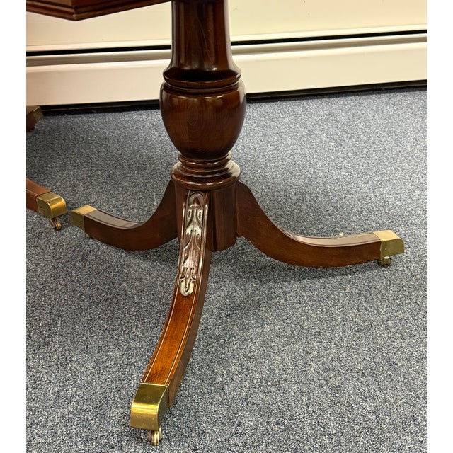 Late 20th Century American Drew Cherry Georgian Double Pedestal Dining Table For Sale In New York - Image 6 of 12