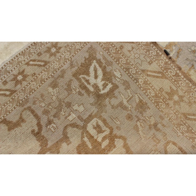Cream Vintage Turkish Rug With Medallion Design in Lavender and Cream For Sale - Image 8 of 9
