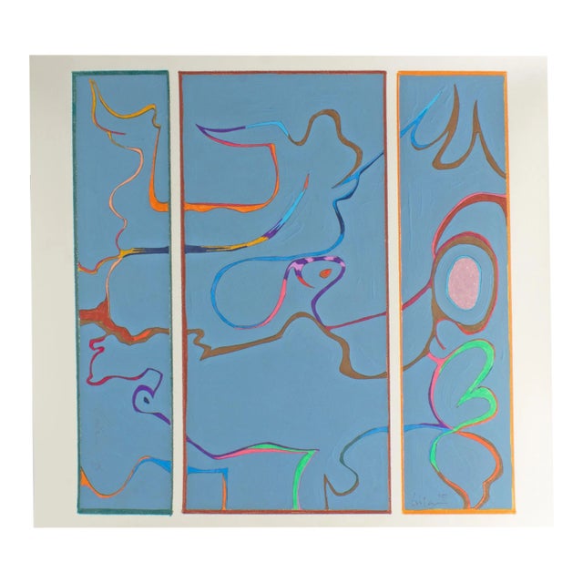 1981 Signed Abstract Mixed Media Painting by Harry Hilson For Sale