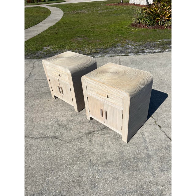 1970s Vintage Gabriella Crespi Style Pencil Reed Nightstands – Pair For Sale - Image 10 of 12