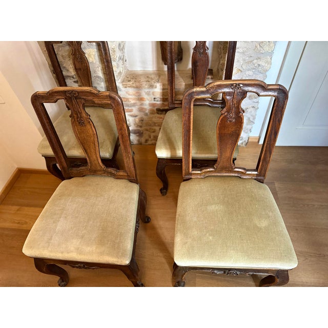 Original Antique Baroque Chairs, Walnut, Circa 1760, Set of 4 For Sale - Image 9 of 15